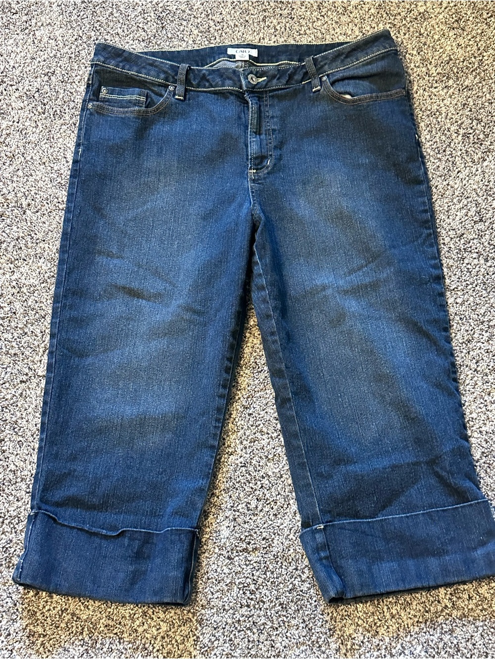 Cato Women's Dark Blue Cropped Jeans with Cuffed Hem